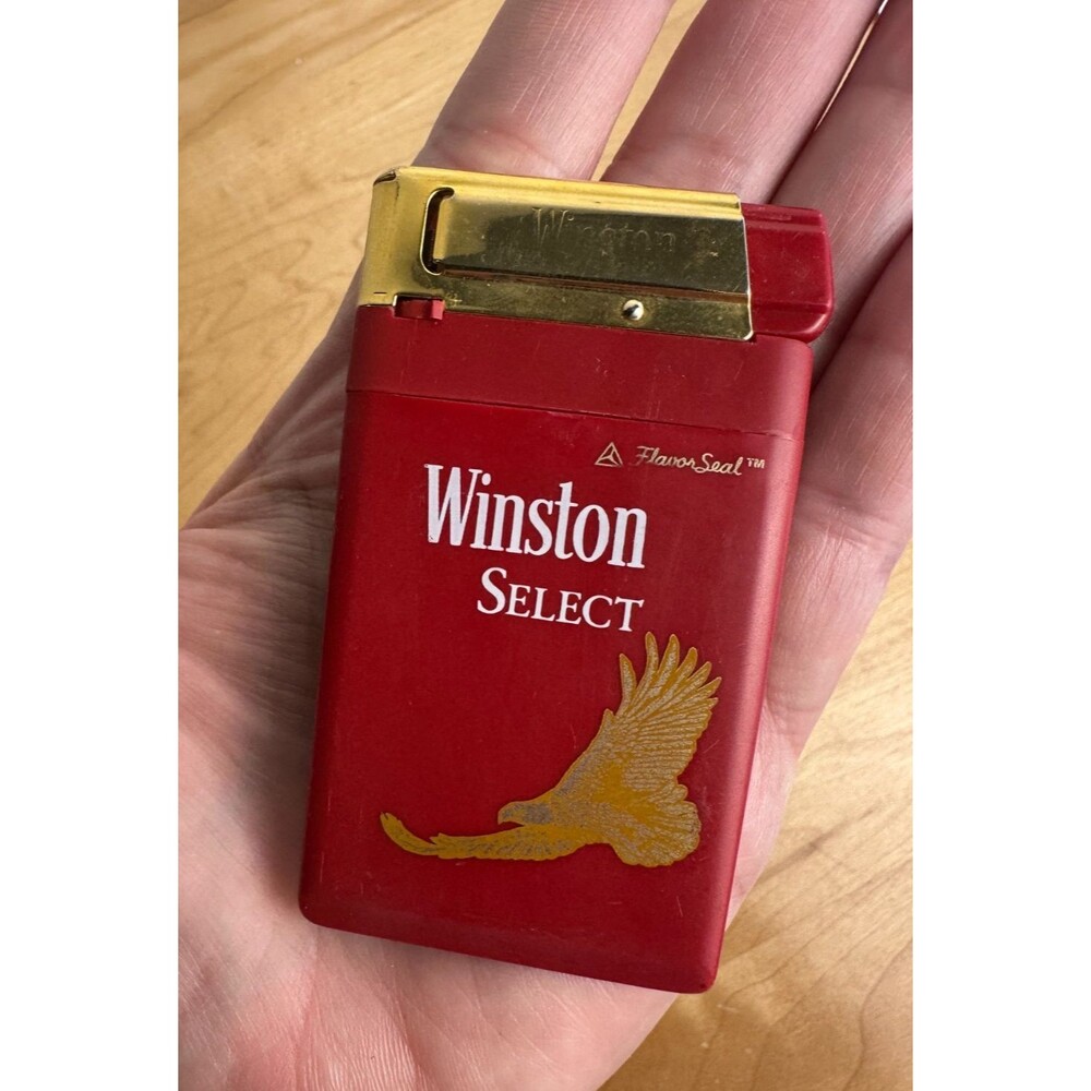 Vintage Winston Select Cigarette Lighter Red Gold Eagle Tobacciana Promo